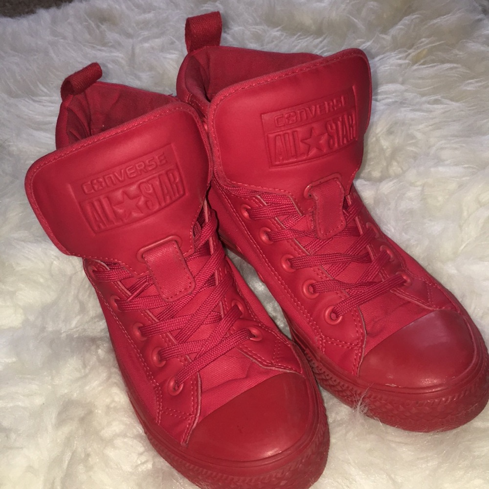  FINAl PRICE DROP RED LEATHER HIGH TOP CONVERSE